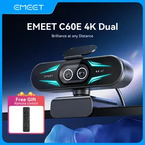 EMEET C60E 4K Dual Webcam with Remote, Dual Camera & RGB Light 4K@30fps/1080P@60fps Streaming Camera, 11x Zoom, Auto Focus, Noise Canceling Mics for PC/Mac, OBS, Zoom, Teams, Gaming, Streaming, TikTokShopBlackFriday
