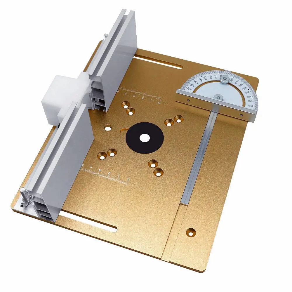 Aluminum Router Table Insert Plate with Miter Gauge, Multifunctional Trimmer Engraving Machine, Power Tool Accessories for Woodworking Benches Table Saw