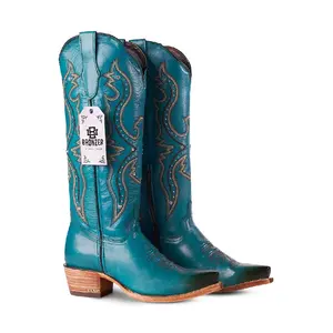 Harpy WR Turquoise Cristal – Genuine Leather Cowboy Boot for Women | Marie RT Last | Leather Sole