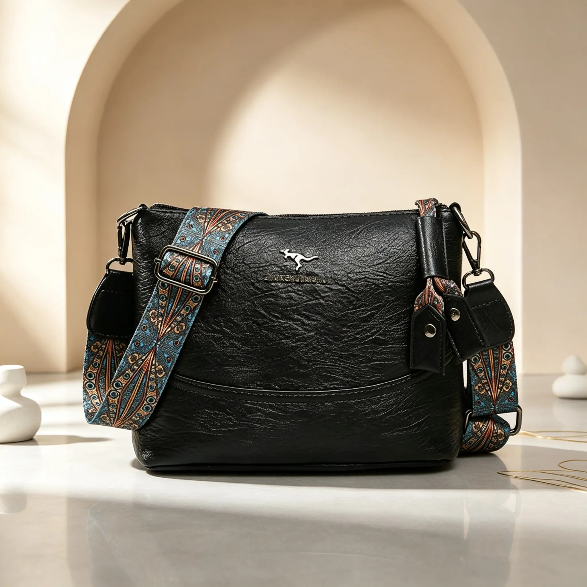 Vintage Soft Leather Crossbody Bag for Women Wide Strap Shoulder Purse Casual Everyday Handbag