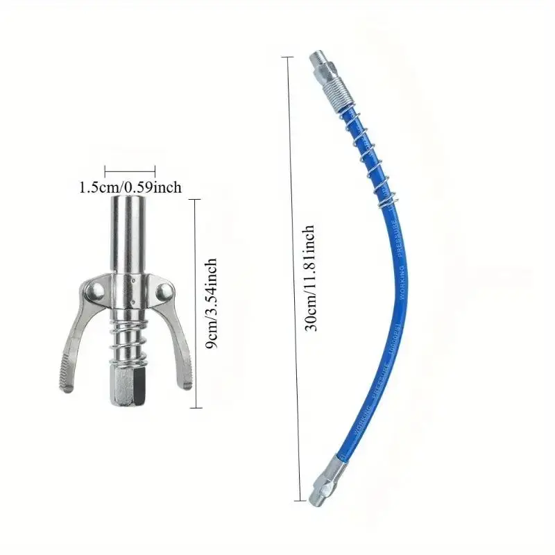 Heavy Duty Industrial Grease Gun Connector Hardware Set, 10000 PSI Leakproof, 1/8" NPT Oil Nozzle Hose, 30 cm Length, Suitable for Automotive Repair Tools Pressure