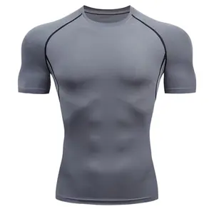 Athletic Workout Shirts for Men, Mens Summer Leisure Sports T Shirt Fashion Lapel 3D Gradient Short Sleeved round Neck T Shirt Men Compression Shirt Men, Mens Shirts Grey XXXL