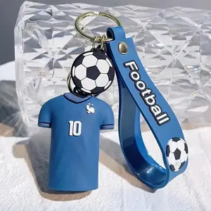 Creative Trendy Cartoon Soccer Jerseys with International Flag Soccer Hangings Football Keychain