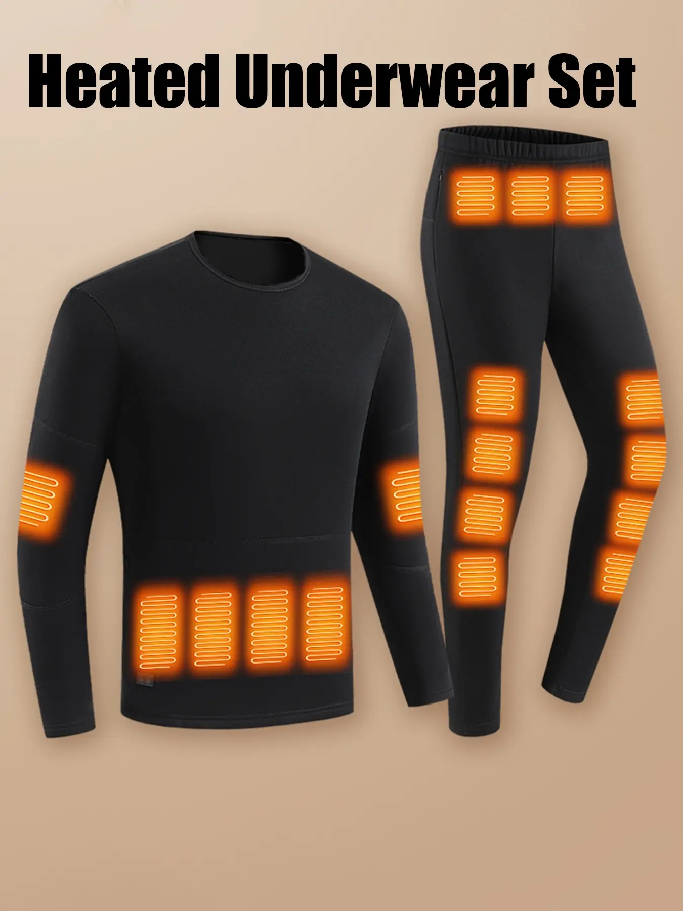 Men's Winter USB Heated Underwear Set, Full Body Core Heating Design, Slim-Fitting, No Charger Included, Suitable for Fall & Winter