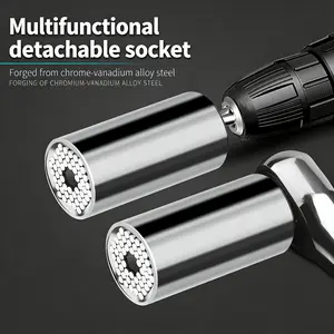 Universal Socket Tool Set – Multifunctional 7-19mm Ratchet Socket Wrench, Chrome Vanadium Steel, Works with Electric Drill & Manual Wrench, Includes Extension Rod for Automotive, Home & DIY Repair