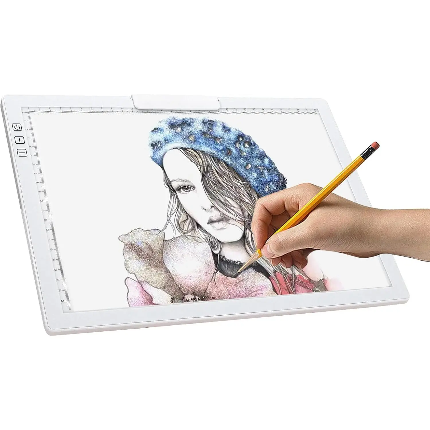Rechargeable A4 LED Light Pad w/Built-in Riser Stands, 6 Levels of Brightness, Type-c  Port, Evenly Illuminated Light Box for Tracing, and  Painting- (White)