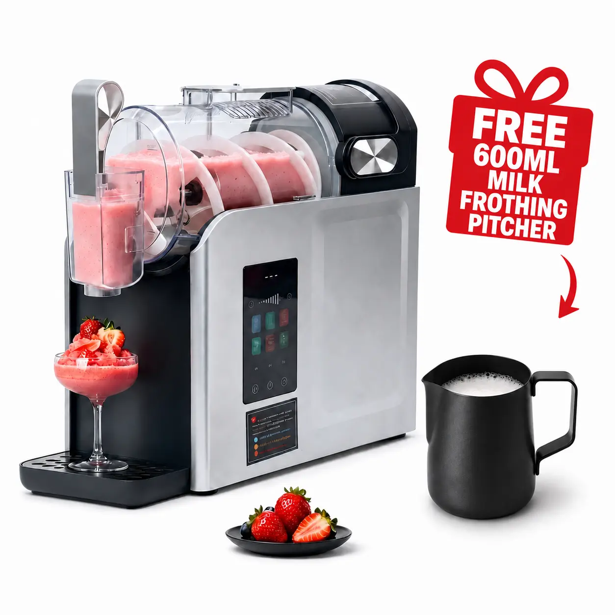 WizAura Slushie Machine - 68 oz Compact Kitchen Appliance, No Pre-Freezing Ice Required, 6 Preset Modes, Auto Clean, Digital Temp Display, Ideal for Shaved Ice at Home, Margaritas, Party Gifts, Kitchen Appliances, Frozen Drinks Shaved Ice Machines