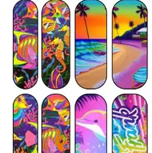Lisa Frank Waterslide Nail Decals - Gradient Design, Available in Sizes S-50mm, Glossy Finish, Luxury Acrylic Decals