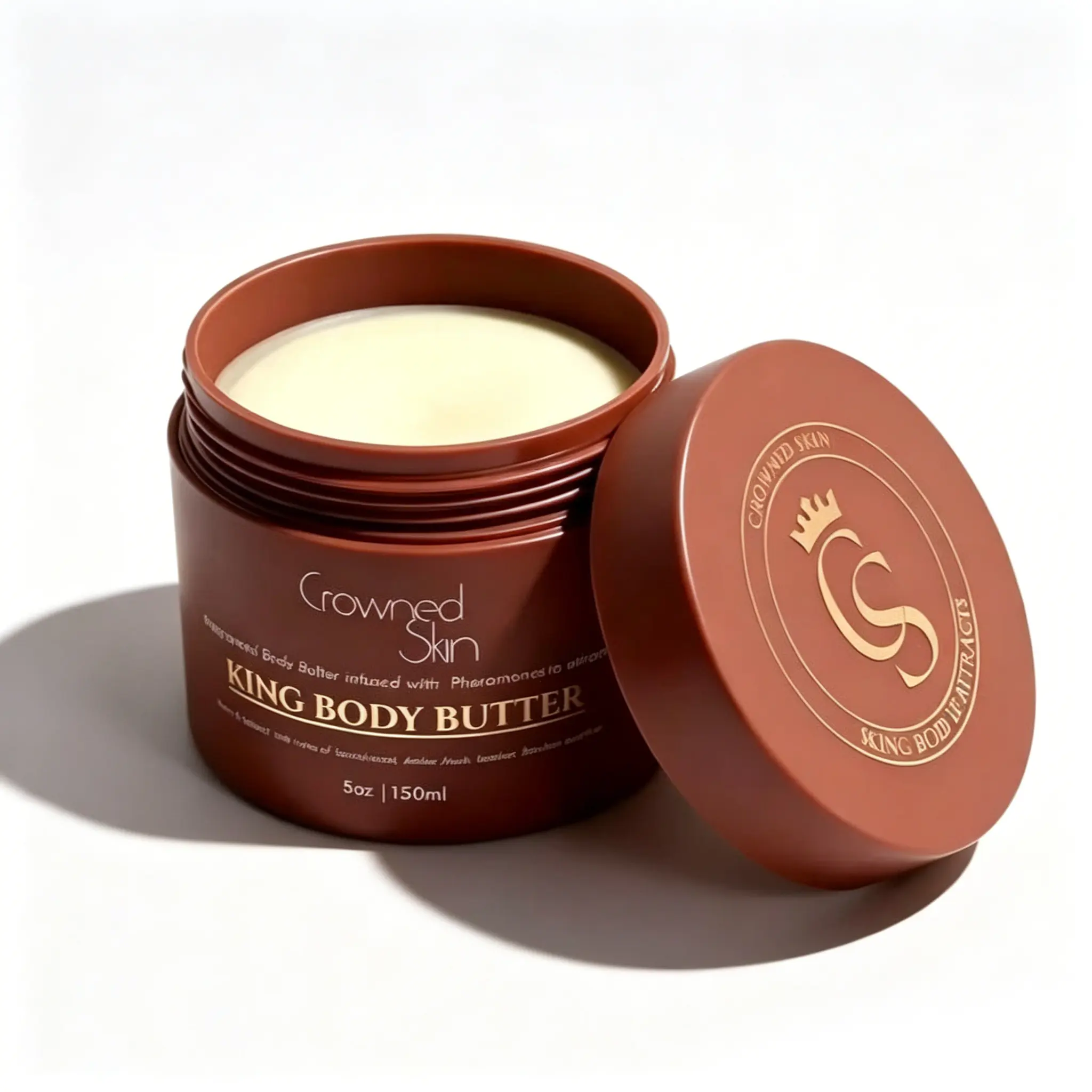 Crowned Skin King Body Butter, Warm Sandalwood & Musk Scent, Organic Shea & Mango Butter Moisturizer for All Skin Types
