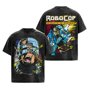 RoboCop Premium Acid Washed T-Shirt, The Cyborg Cop Vintage Graphic Tee For Sci-Fi Action Fans, Cyber Police Washed Streetwear Shirt, Dark Superhero Collector Fan T-Shirt, Retro Movie Graphic Unisex Gift Tee.