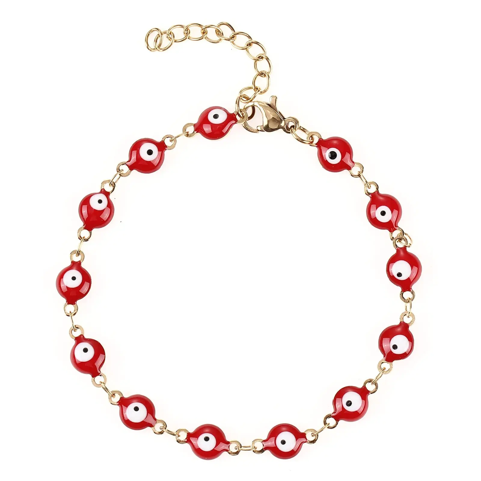 Women's 14K Gold Plated Multicolored Evil Eye Bracelet - Rhinestone, Luck-Bringing, Brilliant Finish Accessories for Women with Gold Tone, Bedazzled Sparkle, Blue Evil-Eye Elements