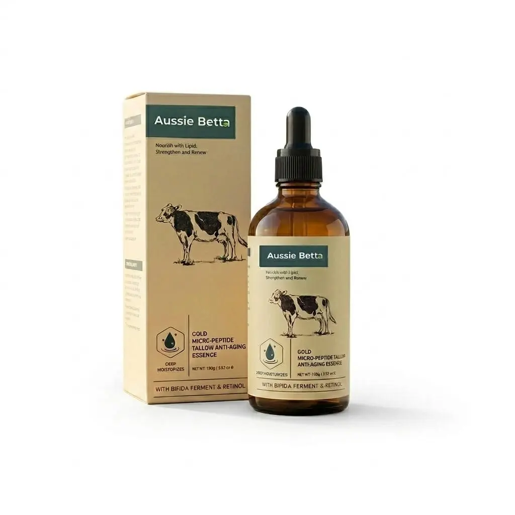 Aussie Betta Australian Pure Beef Tallow Golden Micro Peptide Serum with Niacinamide and Bifida Skin Repair Formula for Face & Neck Fine Lines and Dark Spots No Irritation Visible Results Anti Aging Firming Deep Hydration