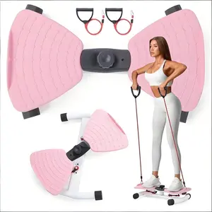 Pink household fitness waist-twisting disc with resistance bands, used for core and waist training, suitable for home fitness equipment, with a load-bearing capacity of 330 pounds