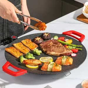 Electric Grill Pan for Indoor & Outdoor Use Multi-Function BBQ Griddle with Low-Smoke Non-Stick Design for Versatile Cooking Ideal for All Occasions
