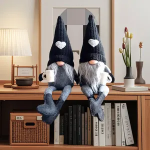 1/2 Pcs Coffee Gnomes Plush Bar Decor, Handmade Swedish Tomte Gnomes Gifts Farmhouse Scandinavian Figurine Gnome for Home Kitchen Coffee Station Table Shelf Decor, Cute Collectible Figurines Home Decoration Collectible