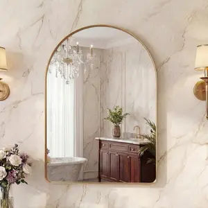 Arched Wall Mirror for Bathroom – 20"x30" / 24"x36" / 32"x34", Black or Gold Metal Frame, Tempered Glass, Hanging or Leaning for Vanity, Living Room, Entryway