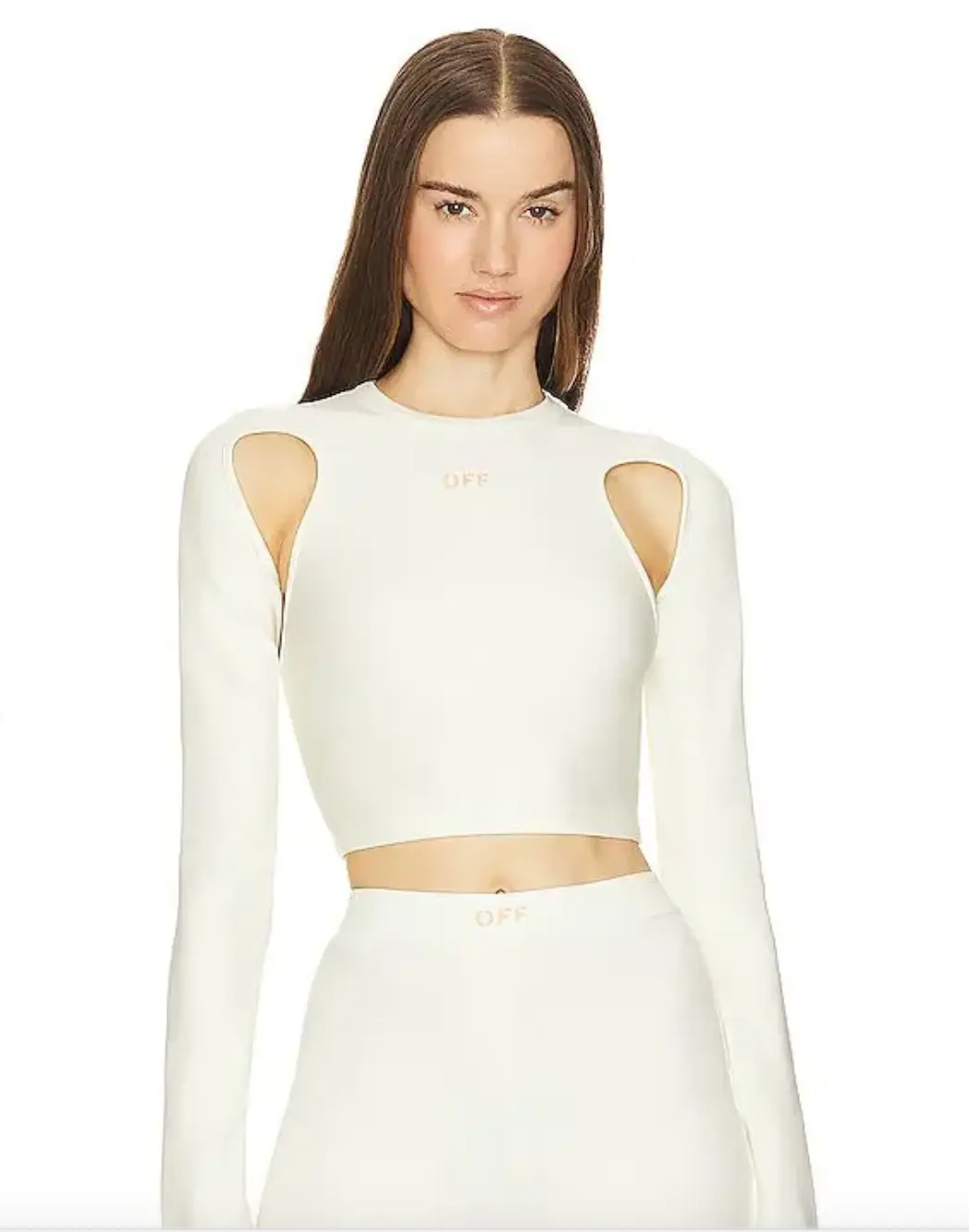 OFF WHITE SLEEK LS CROP TOP | PTP:14" | (WMNS ITALIAN 42 | MEDIUM) | NWT