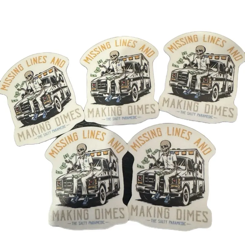 The Salty Paramedic Missing Lines & Making Dimes Sticker Pack - 5 Durable Stickers, Die-Cut Decals for EMS Fans, Nursing Lovers, Die-Cut Stickers
