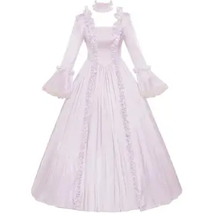 Womens Medieval Dress Victorian Costume White Renaissance Dress Long Party Rococo Gown