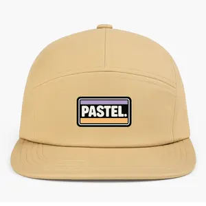 Pastel. 5-Panel Cotton Twill Hat (Black/Tan)