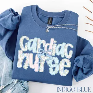 Cardiac Nurse T-Shirt OR Sweatshirt, Coquette Bow Cardiac Nurse short sleeve For Her, Cardiologist Gifts Cotton Crewneck