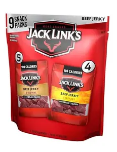Jack Link's Beef Jerky Variety Pack - Includes Original and Teriyaki Jerky, Bulk Protein Snack Pack, Good Source of Protein, Meat Snacks Made with 100% Beef, Individual Bags - 1.25 Oz (Pack of 9)