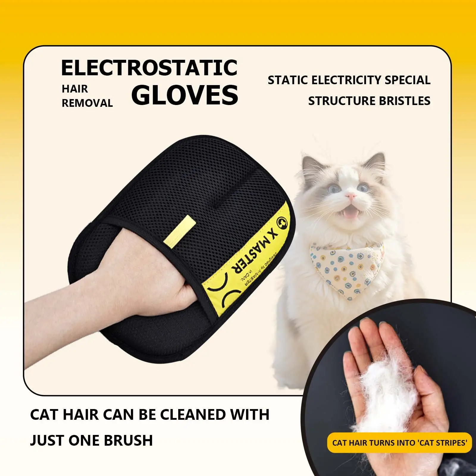 Electrostatic Pet Hair Removal Gloves for Dogs Cats Deshedding Brush Reusable Washable Mitt for Carpet Couch Clothing Pet Hair Removal Tool Cleaner