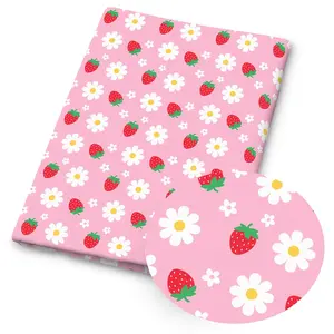 1pc Strawberry Print Fabric - 59 X 19.68 Inches (150 X 50cm) Pre-cut Polyester Fabric with Pastel Pink Strawberry Patterns - Suitable for DIY Sewing, Scrapbooking, Tablecloths and Crafts