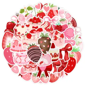 50pcs Cartoon Strawberry Stickers, Suitable for Scrapbooks, Diaries, Laptops, Water Bottles, Cars and Other Faith-based Designs, Gifts with Positive Messages, Car Decals, Cute Car Accessories