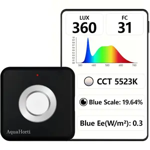 AH-300 Light Meter,Test LED Spectrum,CCT,LUX,Foot Candle,Blue Light Meter,LUX Distribution, Data Exported as a CSV File. AquaHorti
