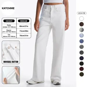 KatchMe Women's Versatile High Waist Denim Stretch Wide Leg Jeans, Multi-Pocket Denim Trousers for Women, Classic Jeans Outfits, Casual Streetwear (2)