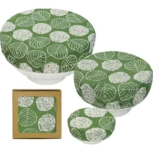 Bowl Covers for Bread Proofing Baking - Fabric bowl cover with botanical embroidery for 3 Size 4/8/10 Inch Cloth Bowl Covers - Elastic Cover for Sourdough Bread  Fruit and Salad (Green)