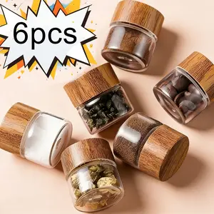 Portable Mini Glass Storage Bottles, 6 Pack, Ideal for Kitchen Home Storage, Travel, Picnic, Camping, Kitchen Organization, Odorless, Glass Spice Jar, Glass Material