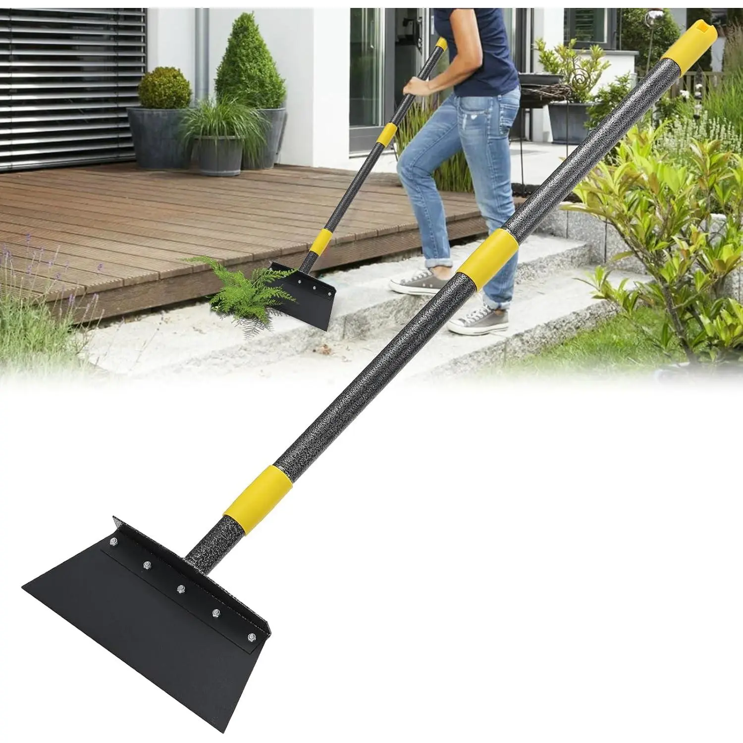 Swiilpo Garden Flat Shovel - Weeding Tool, Heavy Duty Multifunctional Cleaning Shovel Floor Scraper, 60" Long Handle Ice Chopper Snow Spade Garden Tool for Lawn Edging, Scraping, Ice RemovalQuesear