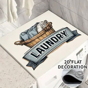 1pc Washer & Dryer Top Protector Mat - 2D Flat Diatom Mud Design with Laundry Basket & "Laundry" Text, Non-Slip Utility Mat for Modern Laundry Room & Kitchen Decor, Washable, 2D Flat, Home Care Supplies
