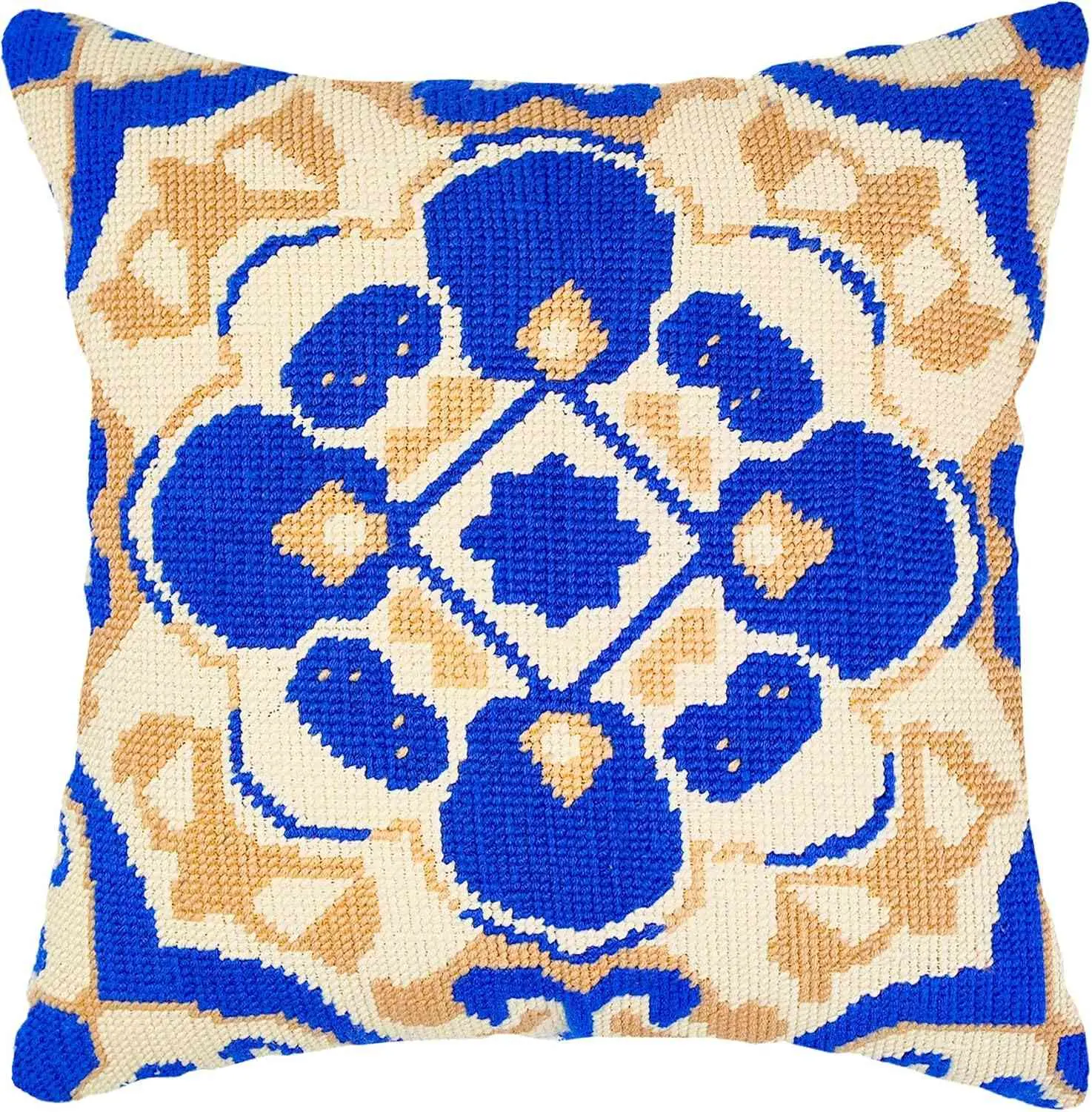 Needlepoint Pillow Kit - Vintage Pattern, Art Deco Design, 8 Mesh, All-in-1 Milk Fiber Pillow Project