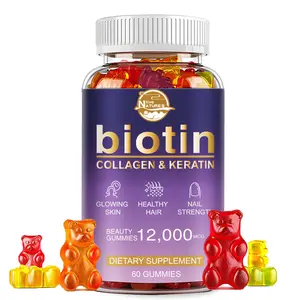 Biotin Gummies with Keratin & Collagen Peptides - Advanced Supplement for Hair Growth for Men & Women Hair Skin and Nails Vitamins - 12000mcg Biotin Vitamins A,B6,B12,C,D,E