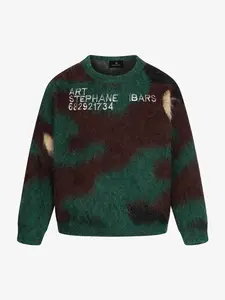 Embroidered Camouflage Shaggy Knitted Sweater Knitwear Streetwear