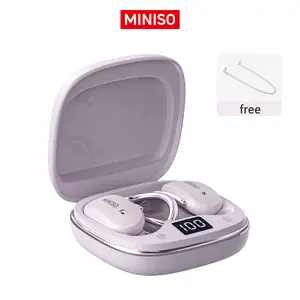 MINISO X68 Open Ear Bluetooth 5.4 Headphones, Not In Ear Earbuds for iPhone Android Earphones Beige Purple Black,True Wireless Over Ear Headsets