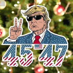 Trump 45-47 Christmas Ornament, President Trump Deconations, Trump 2024 Ornaments, Xmas Tree Gift