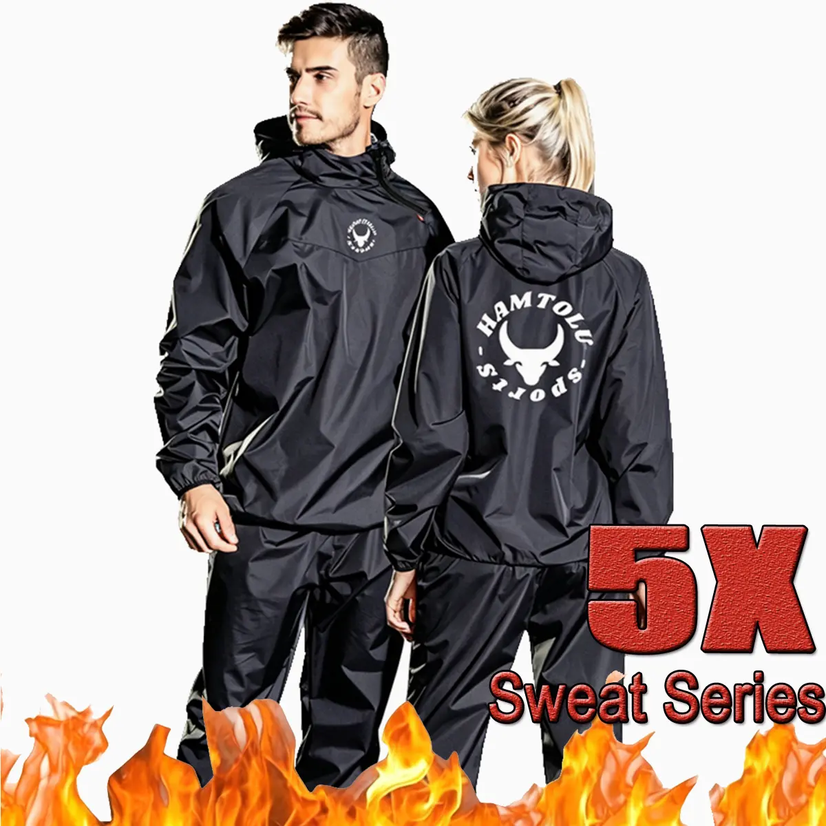 HAMTOLU Unisex Sauna Suit SportswearSweat SuitBoxing Exercise Jacket and PantsFitness Training ClothesOutdoorfun AthleticWorkout Women Men