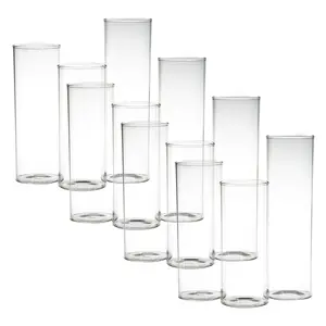 8" - 10 1/2" Bulk 12 Pc. Clear Glass Cylinder Vase Set