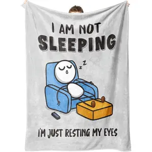 Funny Birthday Gifts For Men, Dad, Husband, Anniversary Retirement Gifts For Men Grandpa, Dad, Husband, Super Soft Flannel Throws Blanket For Napping, 60" X 50", Printed On One Side With A Plain White Back, Halloween Thanksgiving Christmas Gift