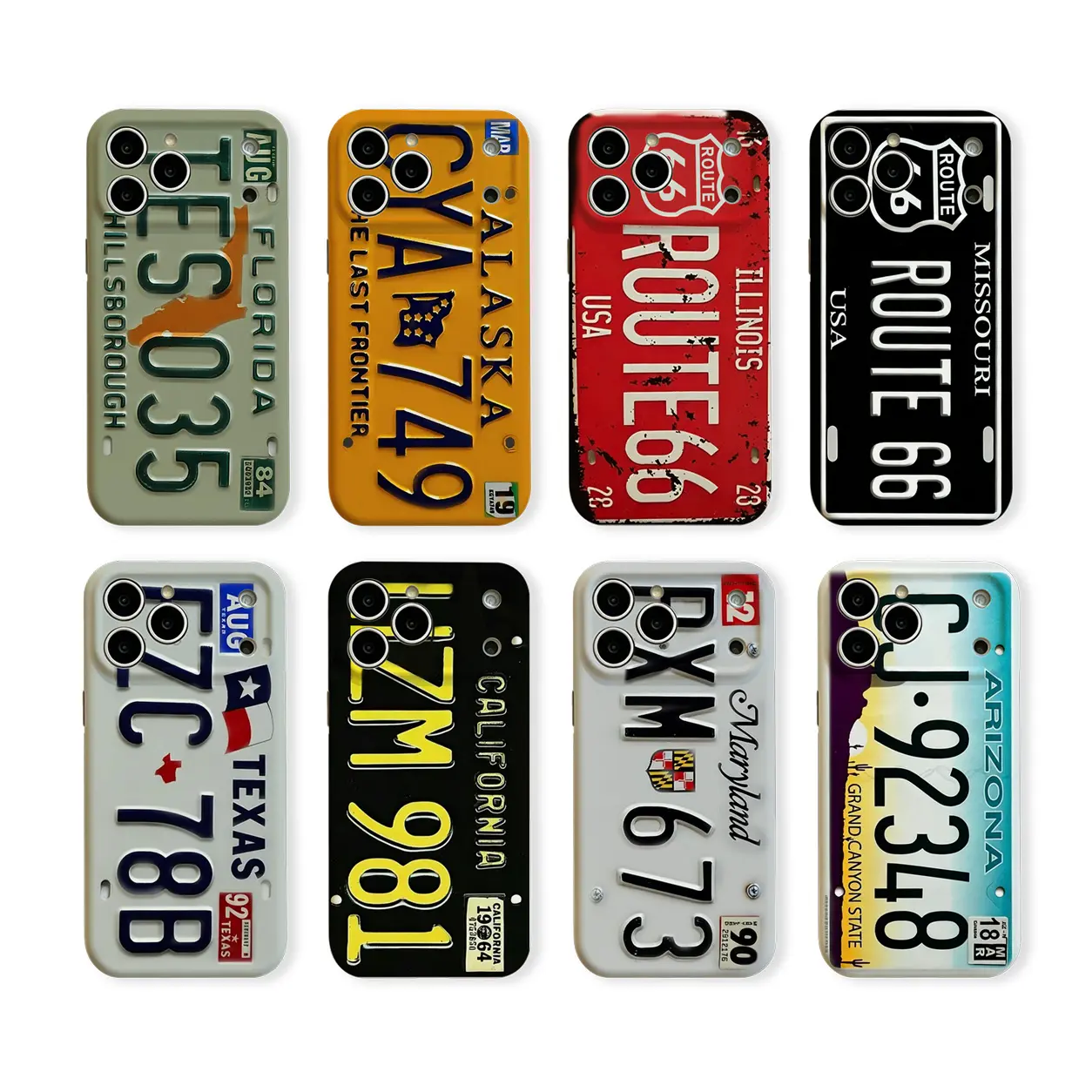 Retro Vintage License Plate Phone Case for iPhone 17/16/15/14/13/12/11 Pro Max/Mini/SE - Shockproof TPU Non-Slip Cover, Customizable Car Tag Style Protective Shell, Trendy Y2K Aesthetic Accessory