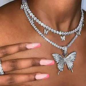 "Born To Fly" Rhinestone Butterfly Necklace
