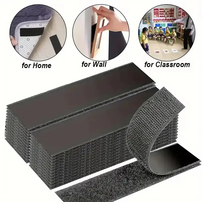 Heavy Duty Waterproof Self-Adhesive Hook+Loop Strips Mounting Tape - Secure Hold for Smooth Surfaces, Picture Frames, Home Office & Camping Gear