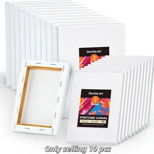 Ten-Pack Stretch Canvas Set, Multiple Sizes Available, Triple Primed Acid-Free 100% Cotton Blank Canvas, Art Supplies for Oil, Acrylic, Watercolor, Art Drawing Supplies