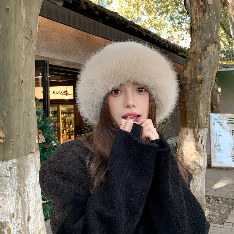 Women's Fluffy Faux Fur Bucket Hat with Earflaps - Cozy, Warm, Windproof One Size Winter Sports & Outdoor Cap for Daily, Everyday Casual Use, Female Hat