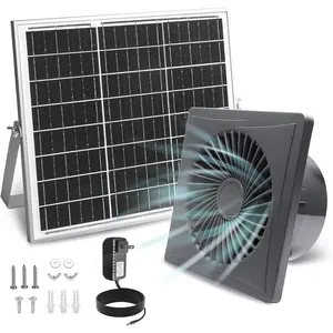 Solar Exhaust Fan, 25W Solar Panel + 8" Ventilation Vent Fan, with Power Adapter, Anti-backflow Valve, High Speed Solar  Exhaust Fan with Bracket for Shed, Chicken Coop, Greenhouse,  House