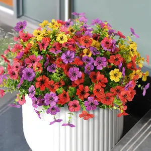 Artificial Flowers Realistic Plants Outdoor Fake Faux Floral Decorative Flowers Spring Summer Decoration, 12 Bouquets Plastic Daisy UV Resistant for Porch Patio Garden Pots